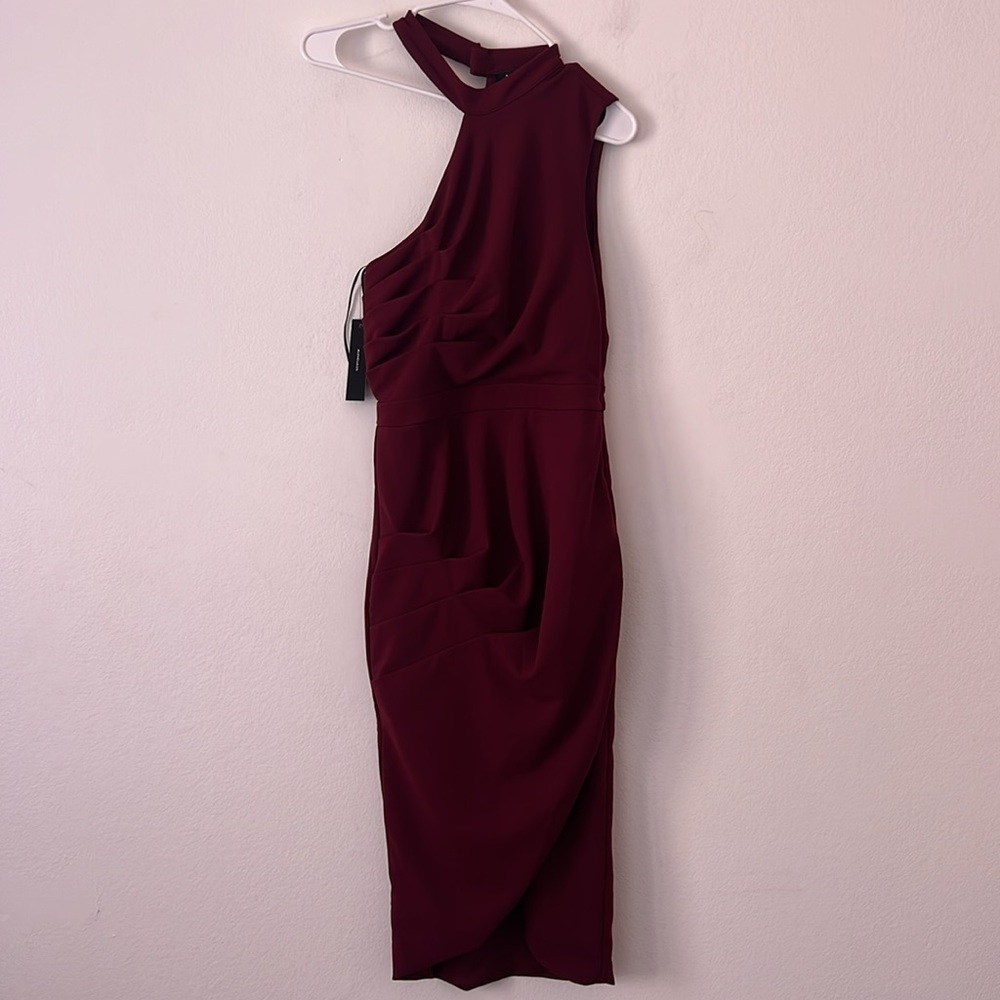 Lulus One Shoulder Burgundy Wrap Dress Size XS NWT - Picture 2 of 9